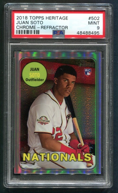 2018 Topps Heritage Juan Soto Chrome Refractor RC 17/569 PSA 9 MINT