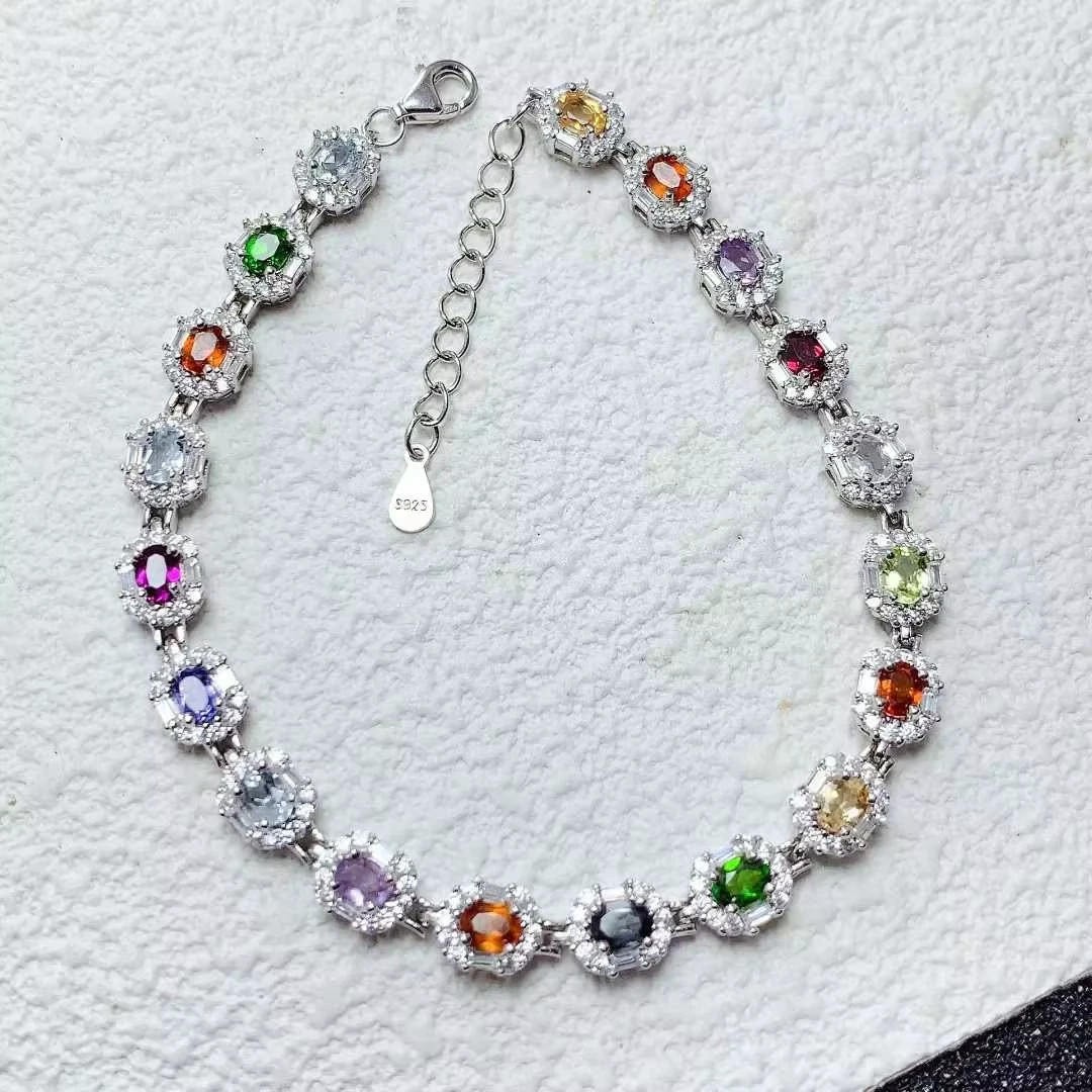 16Ctw Oval Cut Lab Created Multicolor Halo Tennis Bracelet 14K White Gold Plated