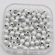 500 Silver Color Glitter Acrylic Round Beads 6mm 1/4" Spacer Finding