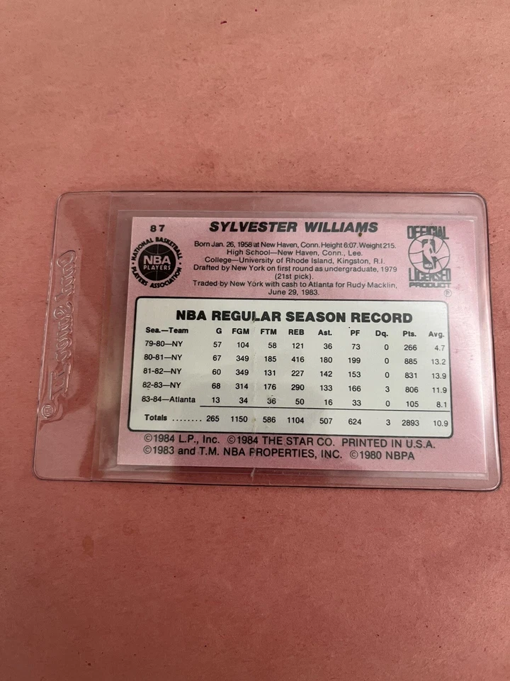 1984-85 Star #87 Atlanta Hawks Sly Williams NRMT MINT CONDITION. - Image 4 of 4