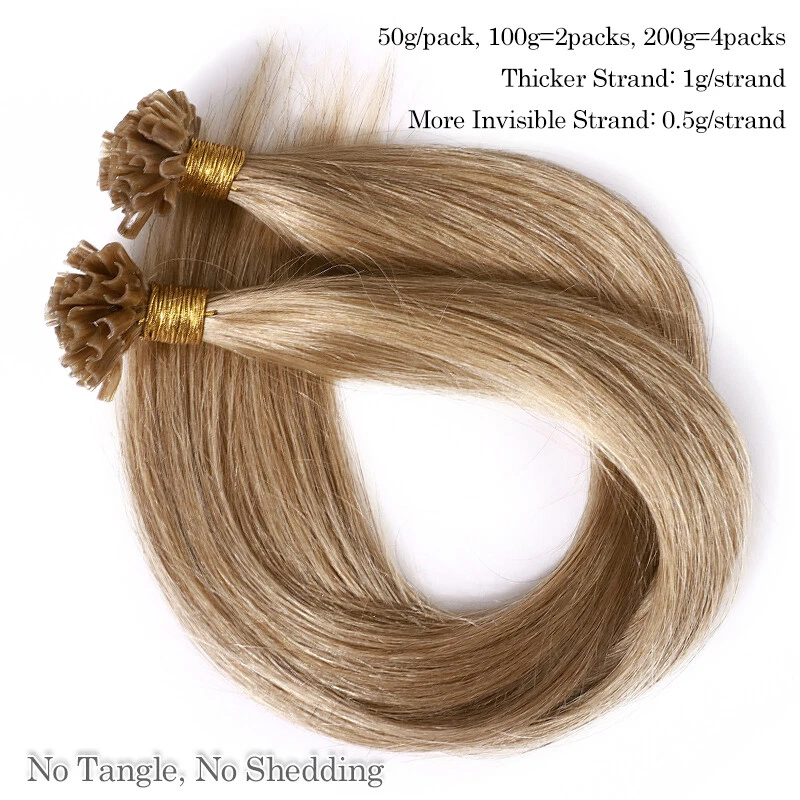Extensiones de cabello humano 100 % punta en U para uñas fusión preunidas queratina GROSOR 1 G/hilos Foto 4 de 4
