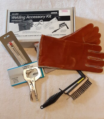 #ad Sears Welding Accessories Kit Gloves Chipping Hammer C Clamp Soapstone UNUSED $39.99