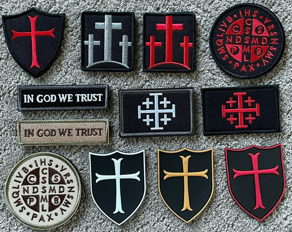 Templar Knight Crusader Holy Shield Jerusalem Christian Cross Hook Loop  Patch