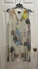 J. CREW WATERCOLOR SILK SLEEVELESS V-NECK DRESS LUXE ART TO WEAR ABSTRACT SZ 4