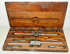 RIMAC USA Tap & Die Machinist Set 5/8-13 NF Thread Cutter Tools Wood Case