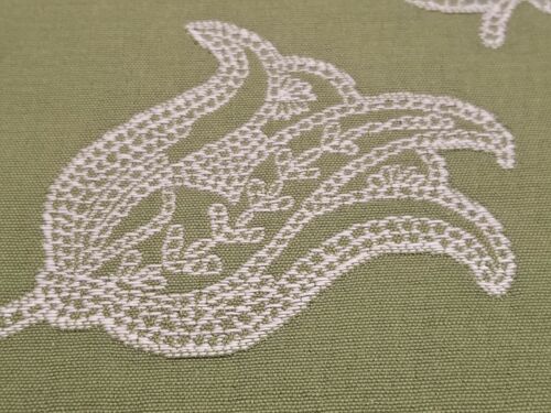 Apple Green and white floral embroidered drapery/upholstery fabric BTY 55" wide - Picture 9 of 11
