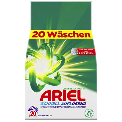 Ariel Vollwaschmittel 18 WL 1200g Schnell Auflösend gegen Pulverrückstände