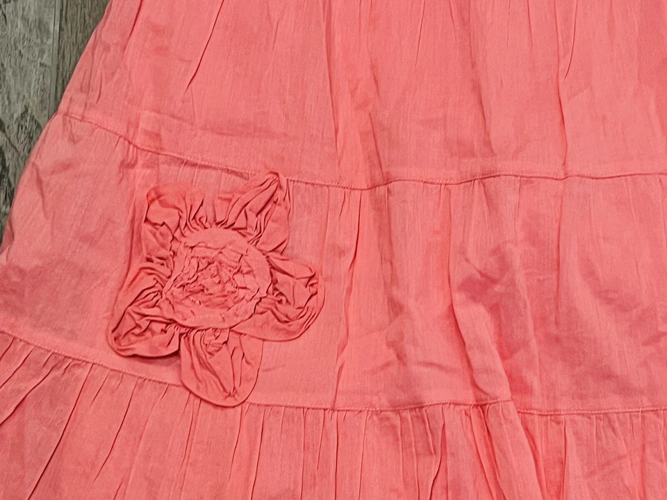 NWT MIMI & MAGGIE Sz 12-14 Pink Ruffle Flower Summer Lined Dress 12 14 NEW - Image 2 of 4