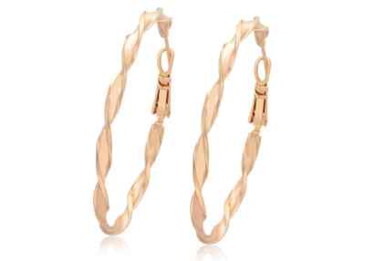 Ohrringe Creole Hoops 45 mm Durchmesser ineinander Verdreht 585er rosegold