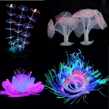 4x Aquarium Decor Landscaping Glowing Coral Fish Tank Coral Sea Anemone Ornament