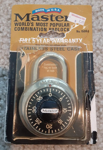 Master Combination Padlock Black -Open Package No. 1500-D - Three Number Dialing