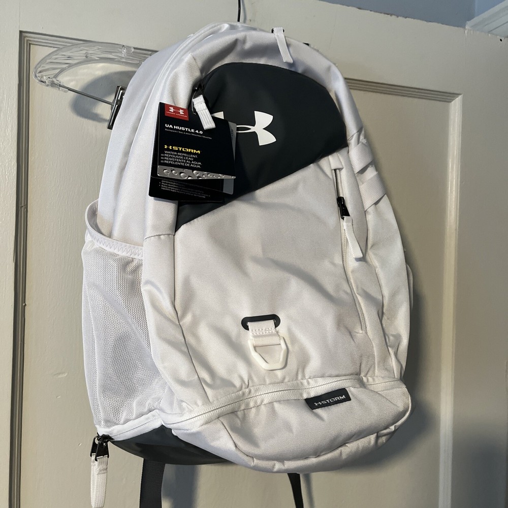 Under Armour Storm Hustle 4.0 White Black Water Repellent Backpack New With Tags  