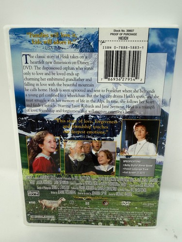 Heidi DVD 2005 Jason Robards Jane Seymour Patricia Neal Disney - Picture 3 of 6