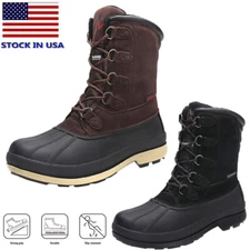 Mens Snow Boots Mid-Calf Duck Boots Insulated Winter Outdoor Waterproof Shoes
