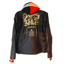 Harley Quinn Suicide Squad Hooded Faux Leather Cosplay Jacket