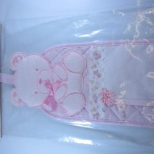 METRO SEGNA ALTEZZA FANTASIA "ORSETTO SEDUTO" ROSA CON INSERTO AIDA RICAMO