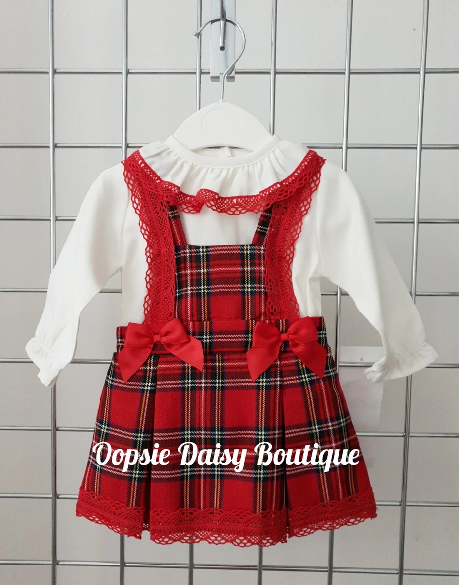 Ladies red hotsell pinafore dress