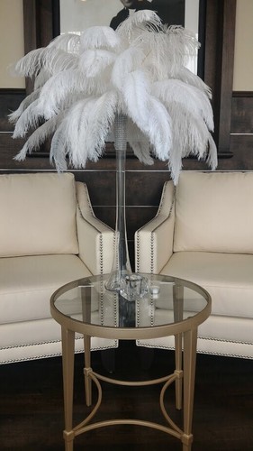 Ostrich Feather Centerpiece Kits with 24" Eiffel Tower Vase/Holly wood glam/Grea - Picture 3 of 5