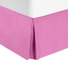 Hotel Luxury Pleated Tailored Bed Skirt - 14  Drop Dust Ruffle, Full -Light Pink
