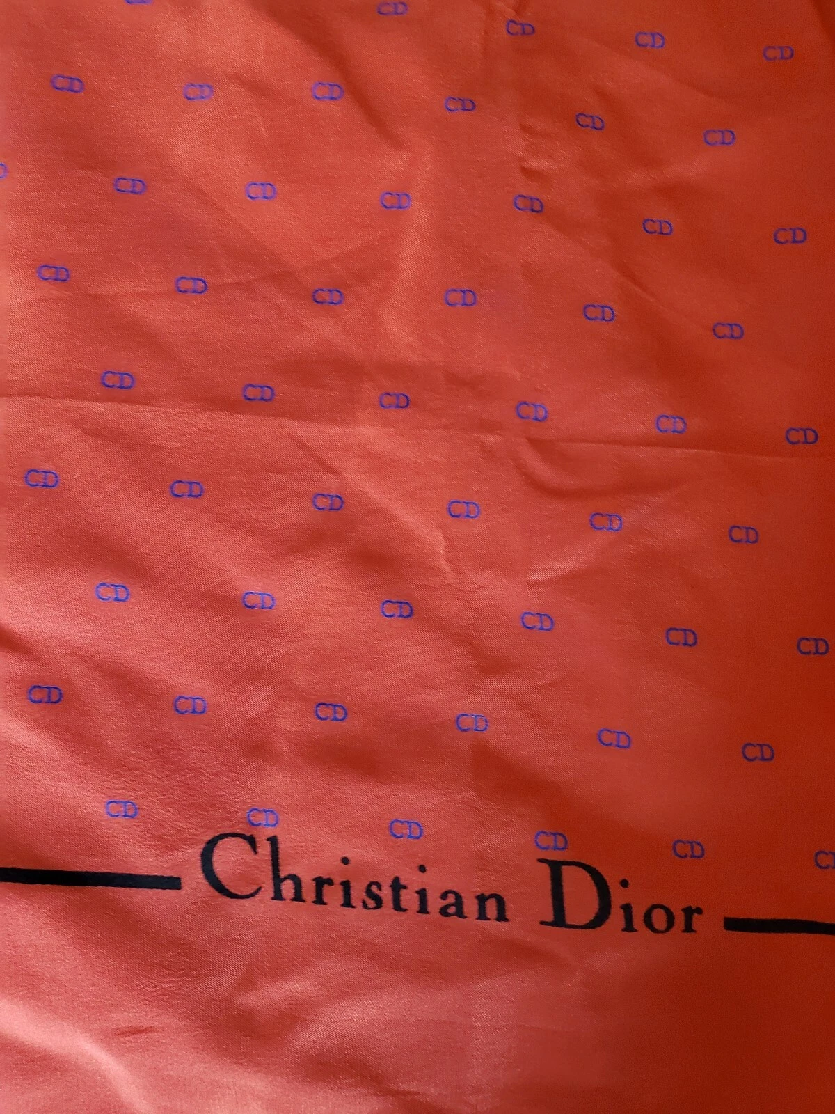 Christian Dior Vintage Silk Scarf CD Logos Navy Red Authentic 26x26 square
