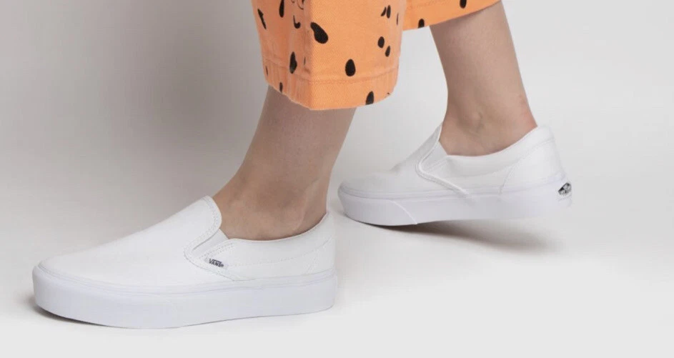 Platform slip on shop white vans