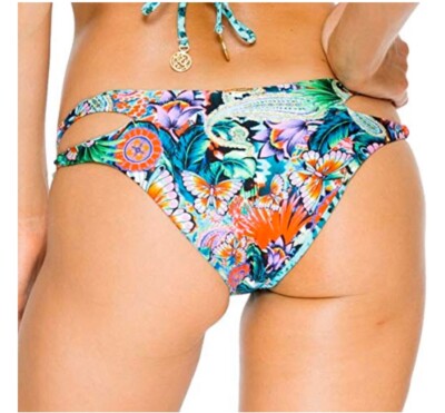 Luli Fama Viva Cuba Zigzag Open Side Moderate Bikini Bottom Small New Bathing