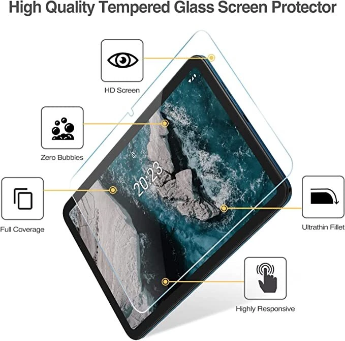 Tablet Cover 9H Tempered Glass Flim Screen Protector for Nokia T20 (2021) 10.4" - Image 3 of 4