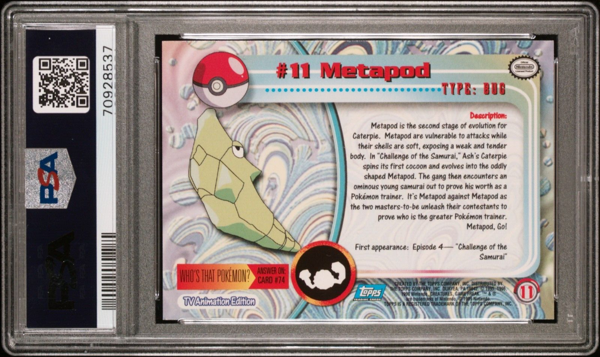 PSA 9 1999 Topps Pokemon TV Animation Series 1 Foil #11 Metapod