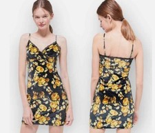 Urban Outfitters Womens Bernadette Slip Dress Black Cream Floral Velvet Lace S