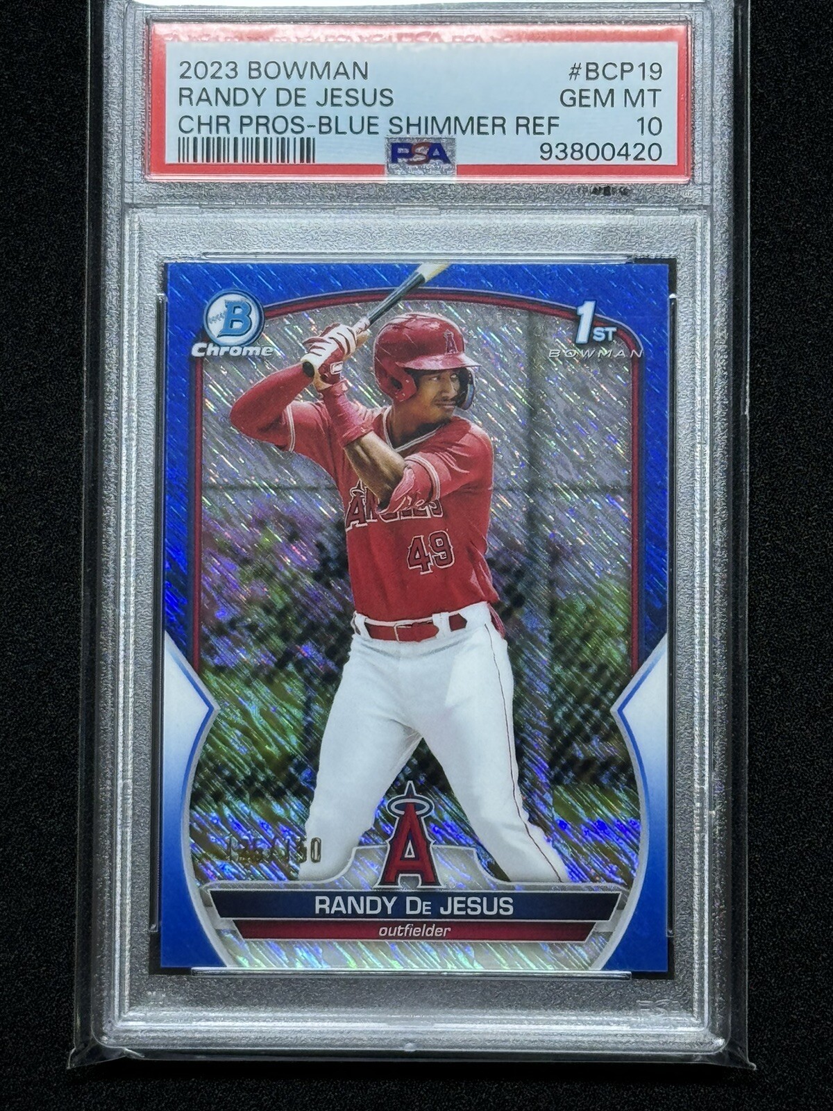 2023 Bowman Chrome - 1st Blue Shimmer Refractor Randy De Jesus (RC) /150 BCP-19