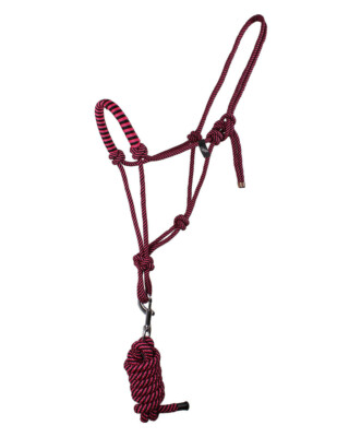 QHP Rope Halter & Lead Set Raspberry Pink & Black QHP