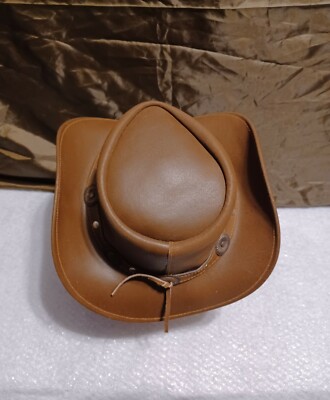 Genuine Leather Hat With Concho Style Band Western Cowboy Cowgirl Size Large. Genuine Leather Hat With Concho Style Band Western Cowboy  main image 2