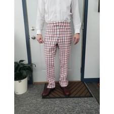 60s Izod Red, White, and Blue Plaid Trousers
