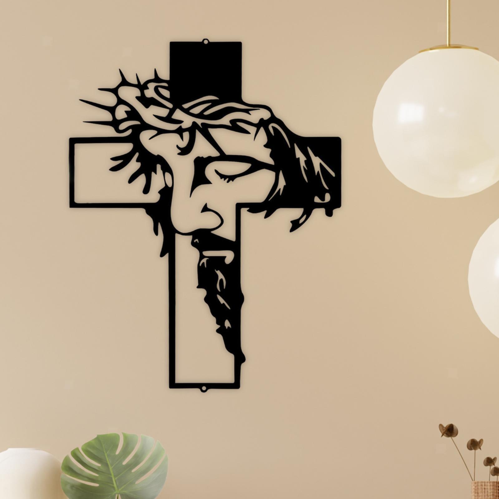 Kruzifix Statue Jesus Wandmontage Eisernes Kreuz für Wohnzimmer Zuhause Wohnung