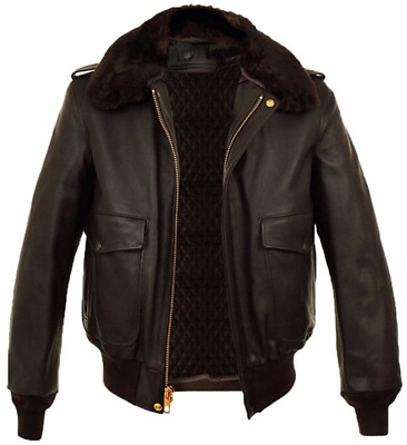 Mens Avaitor A2 RAF Flight Casual Biker Motorcycle Shearling Leather Jacket
