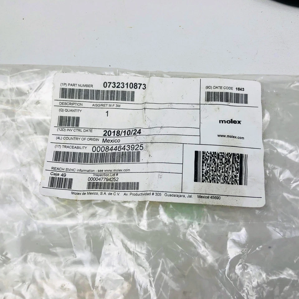 Cable de fibra óptica Molex AISG/RET macho a hembra 0732310873 CA-TC-26272-003 nuevo Foto 2 de 4