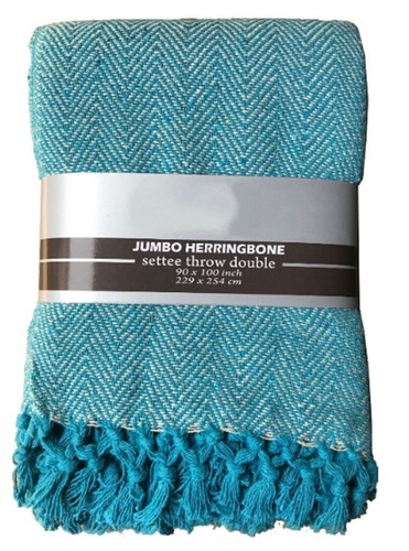 100% Cotton Throw Herringbone Design 3 Seater Sofa Throw Blanket 229cm x 254cm - Picture 24 of 25