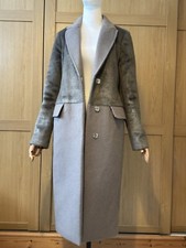 Stunning Karen Millen 6uk Taupe Grey Faux Fur Masculine Signature Coat