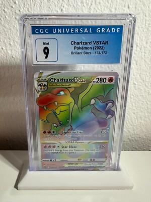 Charizard Vstar, CGC 9, Mint, Brilliant Stars, Rainbow, 2022, Englisch, 174/172