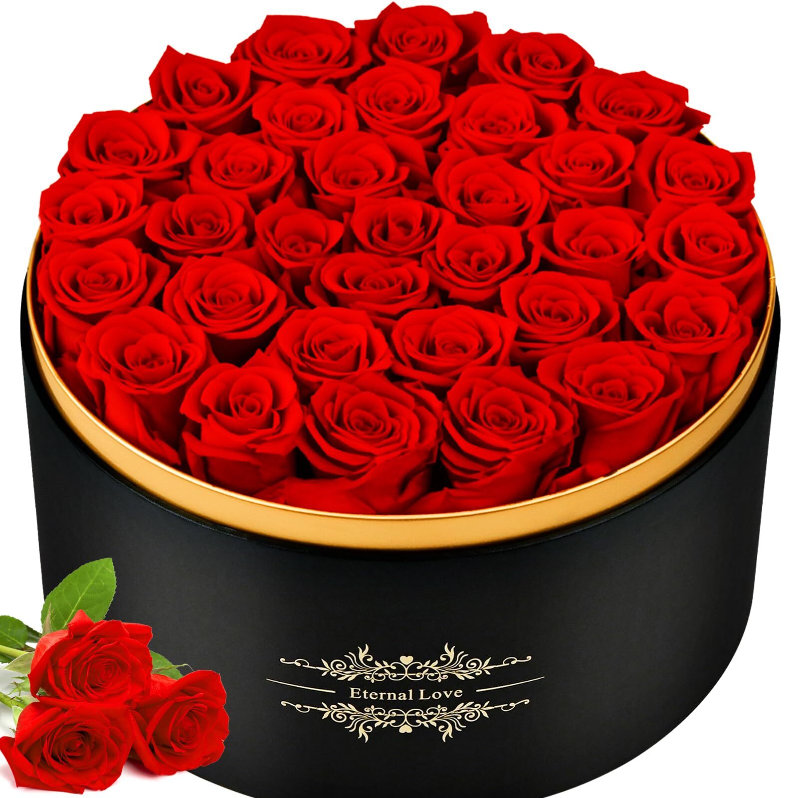 Forever Rose Valentines Gift for Her - 33 Preserved Roses in a Box