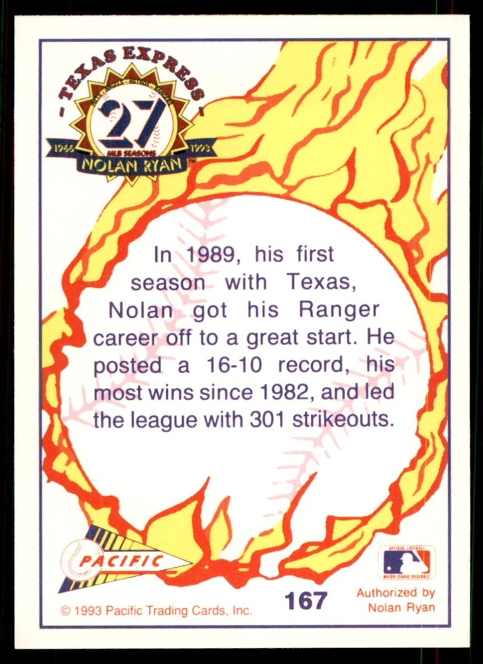 1993 Pacific Texas Express Great Start Baseball Cards #167 - Image 2 of 2