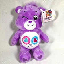 Care Bears Winking Share Bear Plush New Basic Fun 9" Purple Bean Bag Stuffed