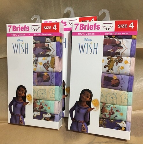 3 X Disney Wish 7 Pack Girls Panties Briefs 100% Cotton Size 4 NEW - Picture 2 of 4
