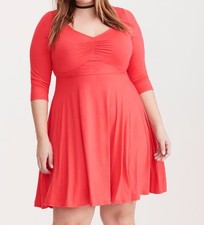Torrid Jersey Knit Sweetheart Skater Dress Red 1X 14 16 1 #84255