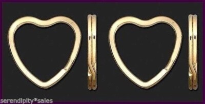 6 Key Rings ~ Heart Shape 32mm Sturdy Split Ring Style Gold Metal Purses/Beads