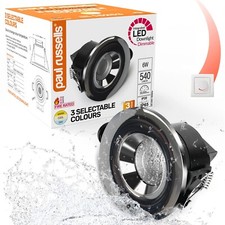 Fire Rated CCT LED Dimmable Downlight Bathroom Spotlights IP65 Chrome Cool Whit 