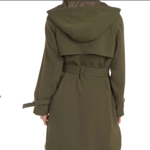 Green trench coat with hood cheap