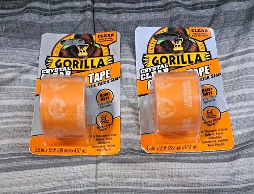Gorilla 6015002 Kristall Klebeband, 1,5" x 5 yd, (2er-Packung) klar NEU