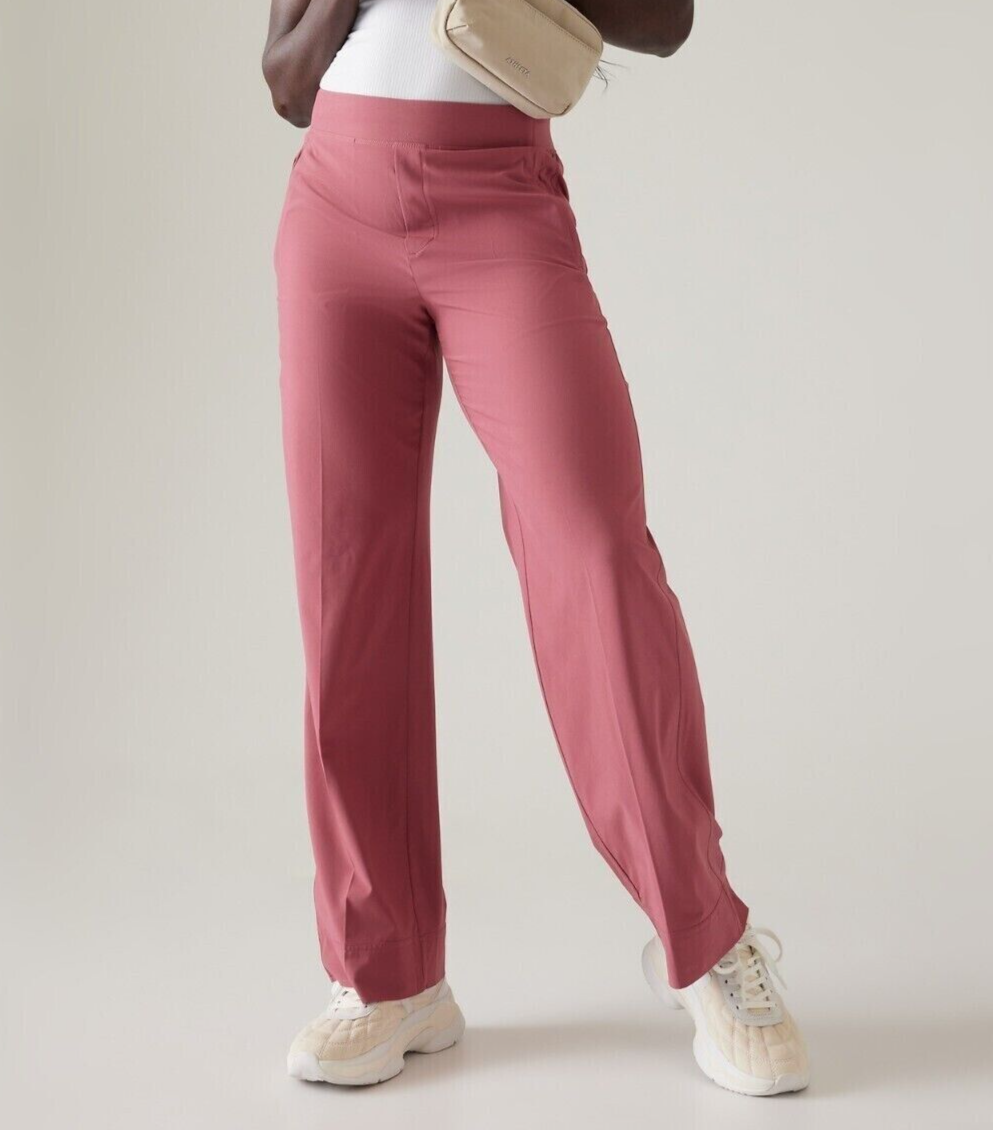Athleta Brooklyn Heights High Rise Wide Leg Trouser Berry Pink