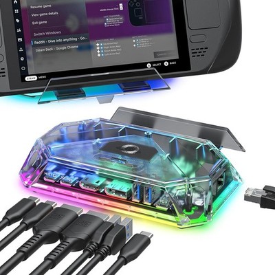 JSAUX RGB Docking Station Kompatibel mit Steam Deck OLED/ROG Ally, 12-in-1, HDMI
